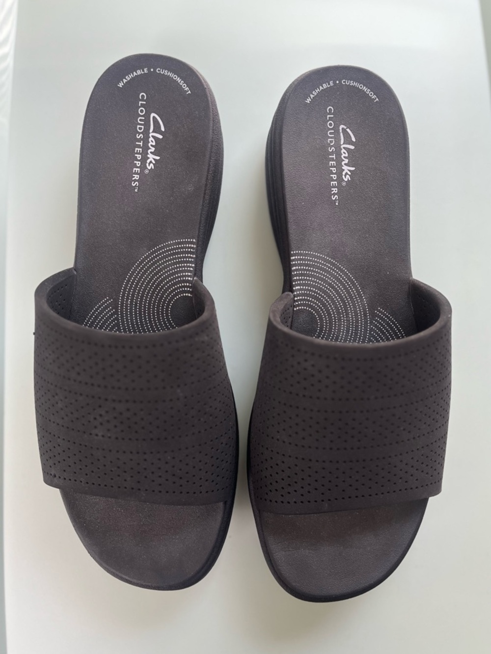 Clarks Cloudsteppers Women's Dark Brown Perforated Slide Sandals